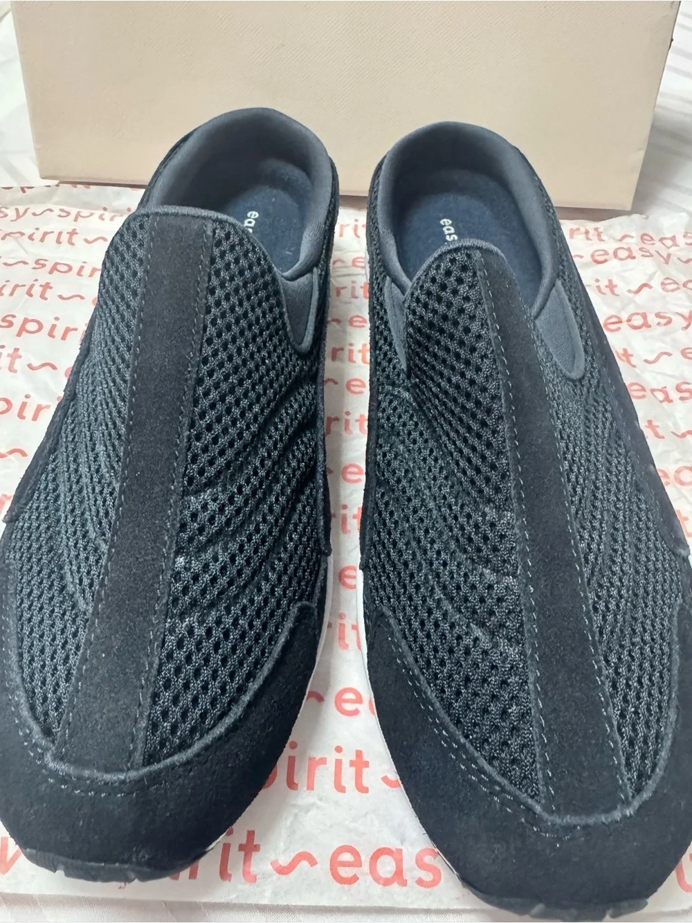 Easy Spirit Black Mesh & Suede Slip-On Clogs